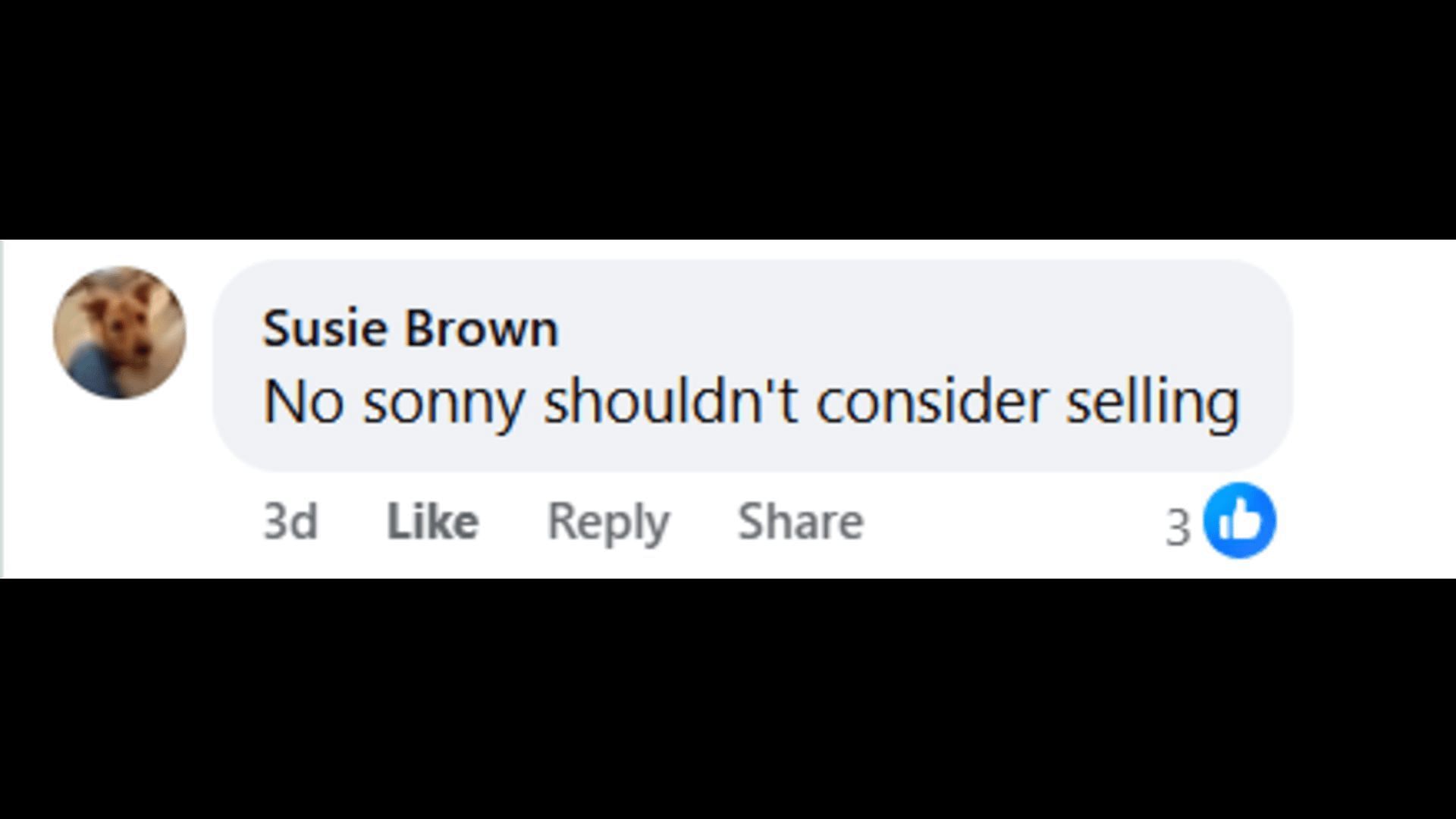 A post made by a fan, saying Sonny should not consider selling his piers (Image via Facebook/General Hospital Fans - Official)